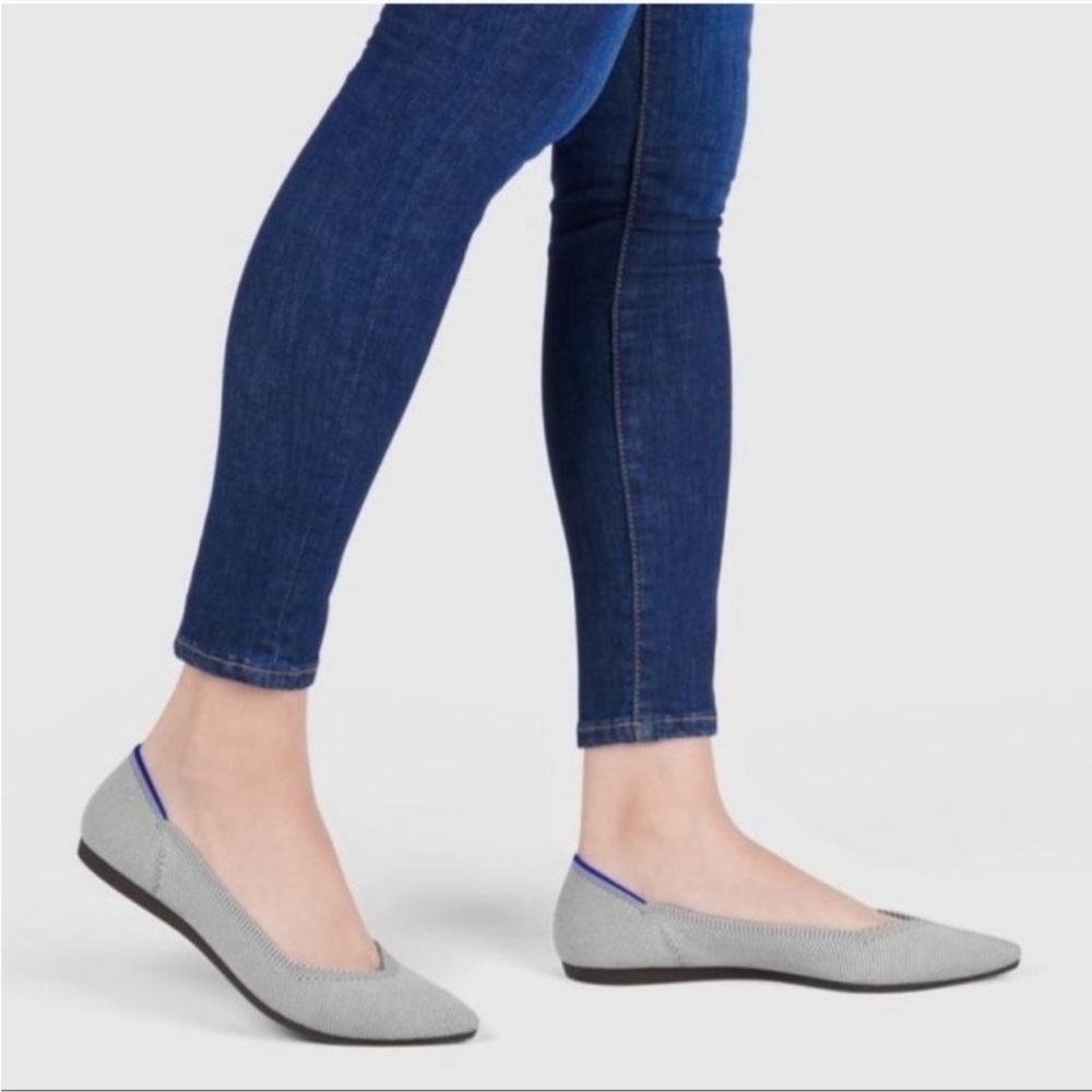 Rothy’s The Point Birdseye light Gray Flats size 7.5